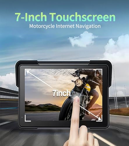 Image of C7 Motorcycle Carplay, GPS Navigation System with Apple CarPlay & Android Auto, 7-inch HD Touchscreen for Motorcycle, IP67 Waterproof, Support Dual Bluetooth, Smartphone Mirroring(C7 with TPMS)