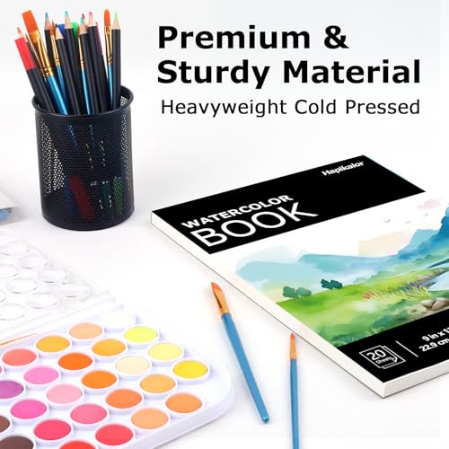 Image of Watercolor Paper Pad, 9 inchx12 inch Water Color Paper, 140lb /300gsm Artist Painting Drawing Paper Book, Art Supplies for Adults Kids, Watercolors, Watercolor Paint Set, Sketchbook, Journal, Black