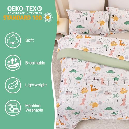 Image of Yibeizi Dinosaur Kids Comforter Set Twin Bedding for Toddler Boys