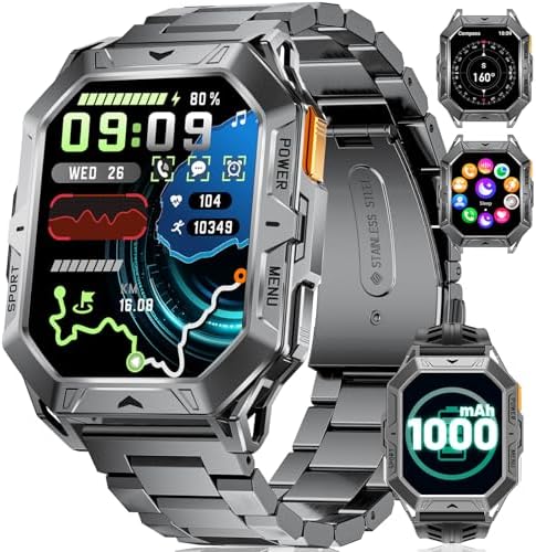 Montre Connectée Homme Militaire,256MB Mémoire avec 1000mAh Batte...