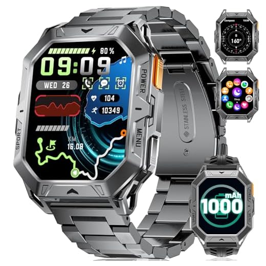 Montre Connectée Homme Militaire,256MB Mémoire avec 1000mAh Batterie pour Android iOS//Boussole/Baromètre,2.13" AMOLED Smartwatch Homme Appel Bluetooth,10ATM Étanche,100+ Modes Sportifs Tracker Fitnes