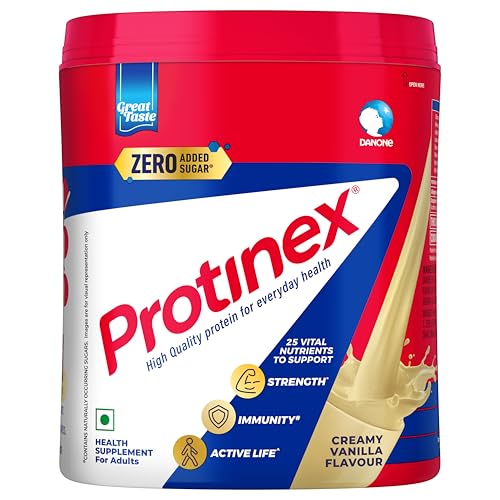 Protinex Creamy Vanilla, 400g | Get 40% daily protein requirement for strong muscles when prepared with 200ml milk | High Protein | Zero Added Sugar | Nutritional Drink for Men and Women