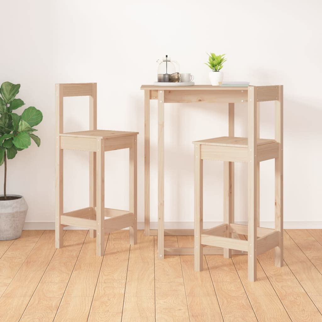 vidaXL 2X Taburetes Altos Asiento Silla Comedor Cocina Sala de Estar Salón Bar Bistró Mueble Interior Decoración Madera Maciza de Pino