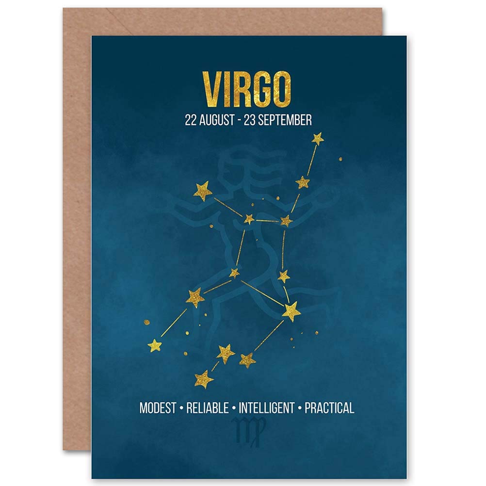 Wee Blue Coo Virgo Birthday Card - Zodiac Star Sign Astrology Blue