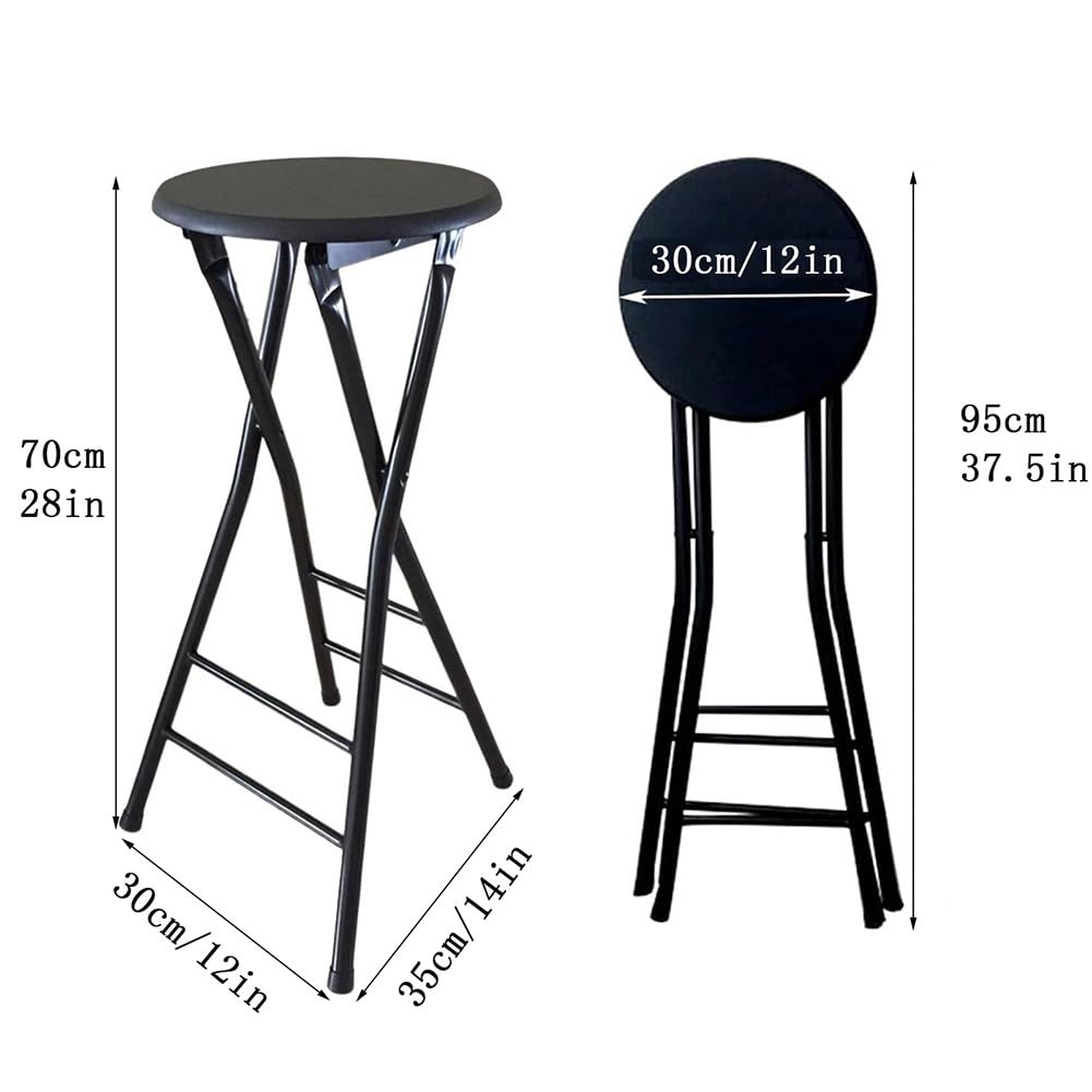 Foldable Bar Stool With Backrest | Portable High Stool For Camping| Counter Height Folding Chairs With Padded Seat|Ideal For Kitchen,Shop,Cafe(1 Pcs,27.5 Inch),Black-65cm/25 In - View #8
