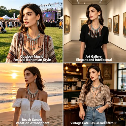 Image of Montana West Rustic Couture's Western Jewelry Set for Women Cowgirl Vintage Western Necklace Earring
