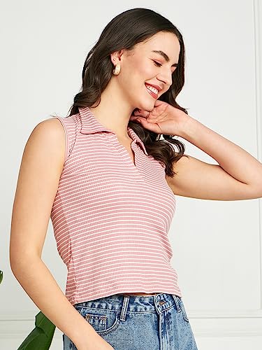 Image of Modeve Women Ribbed Sleeveless Fitted Top for Summer