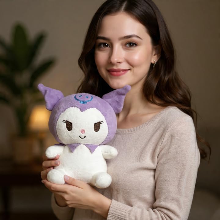 Image of kKurromi Melody Plush Toy 22 cm Stuffed Doll Soft Toys for Kids Girls and Boys Anime Girl Plush Dolls Ideal Gift for Girls and Boys (Purple and White)
