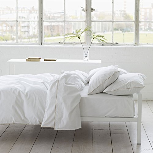 Designer Guild-Sábana encimera, Color Dorado, percal de algodón, Blanco, 180 x 290 cm