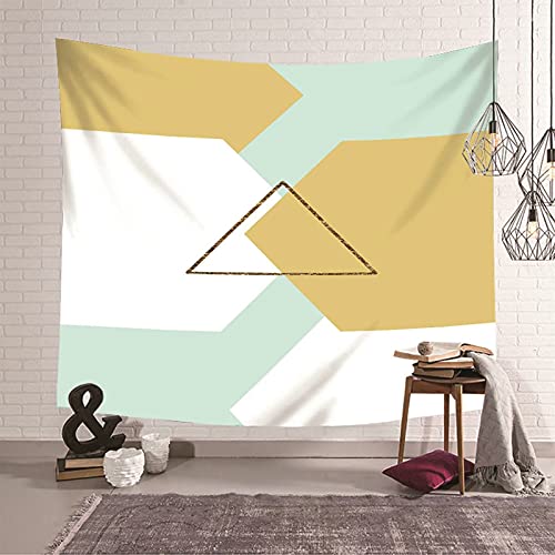 Tapiz de pared hexagonal y triangular KnSam de poliéster lavable en blanco, azul y amarillo 2