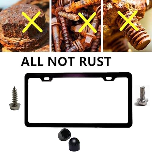 Black License Plate Frames (2 Pack) Stainless Steel Frame Holder Cover with Screws Rust Proof for Cars and Trucks
