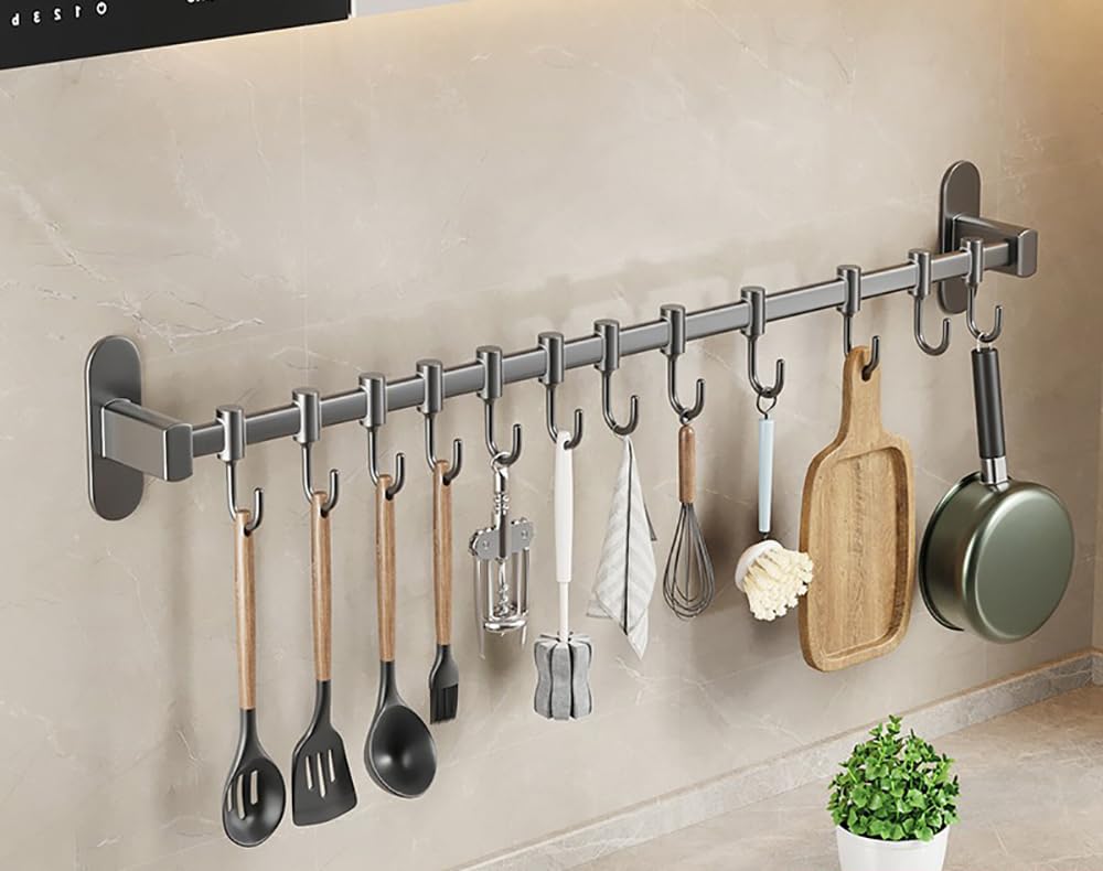 Ancien support ustensiles de cuisine mural en alu - Arts de la table