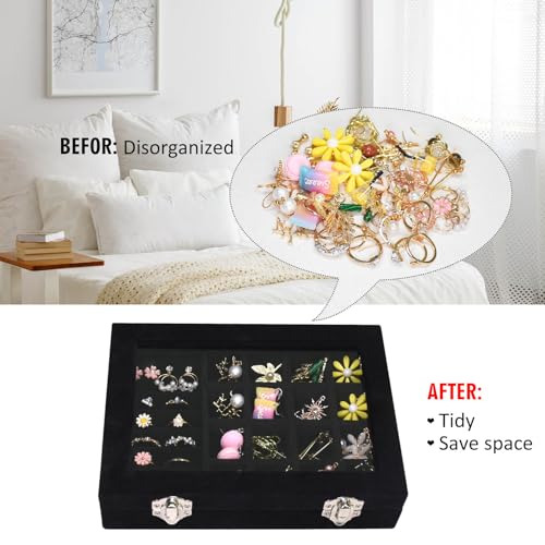 Image of Vicoter Rings Organizer Tray 7 Slots Velvet Jewelry Earring Storage Box