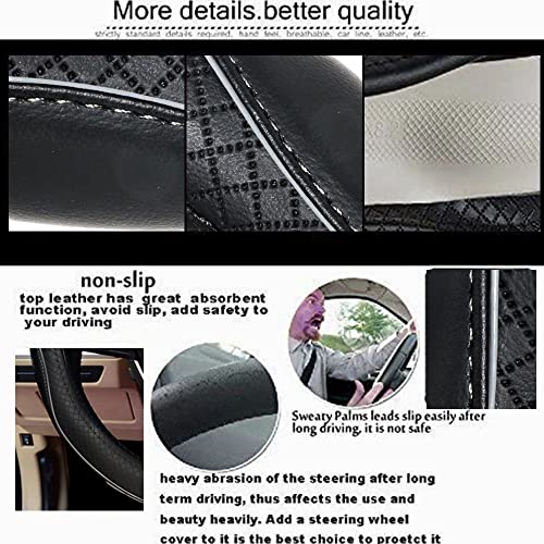 Image of Car Steering Wheel Cover, Anti-Slip, Safety, Soft, Breathable, Heavy Duty, Thick, Full Surround, Sports Style (Black with Gray Line)