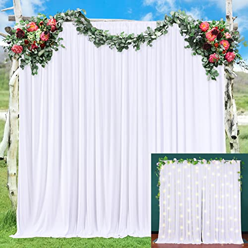 10ft x 7ft White Backdrop Curtains Panels for Party Wrinkle Free Fabric Backdrop Drapes Decorations Cloth for Wedding Baby Shower Photography Engagement Bridal Shower Gender Reveal Background Curtain