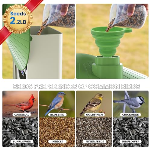 Image of SOLIOM Smart Bird Feeder with Camera with Solar Panel - 2K HD Live View, AI Bird Identifier, Birds Arrival Alerts, DIY Birdseed Add-on, 2.4G WiFi- Wireless Outdoor Gift for Birdlovers