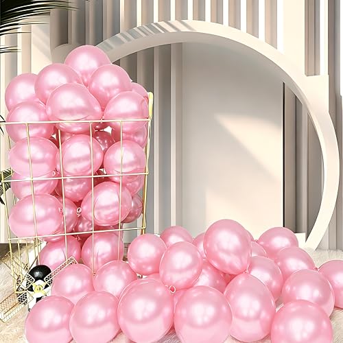 Image of Firomi Pearl Light Pink Balloons 5-inch 100 Pack (with 2 Ribbons)