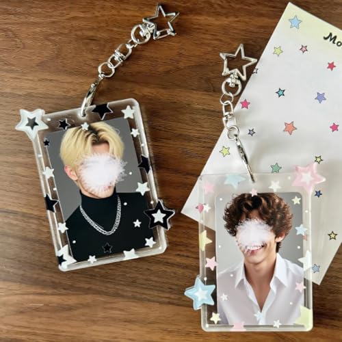 Photos of High-end Card Holders Electroplate Plastics Frame with Keychain Card Case Stationery Photocard Holder Keychainblack 1,Color 14