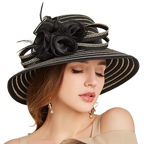 Go Mai Accessories Lady Derby Dress Church Cloche Hat Bow Bucket Wedding Bowler Hats Travel Casual Hat Black