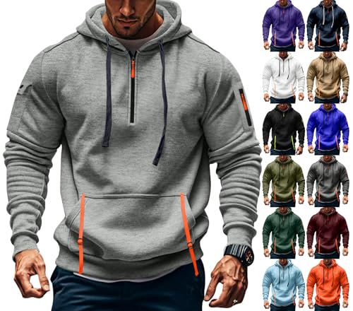 Tactical Hoodies for Men Plus Size Big and Tall Sweatshirts Quarter Zip Hoodie Pullover Fleece Oversized Hooded Sweatshirt