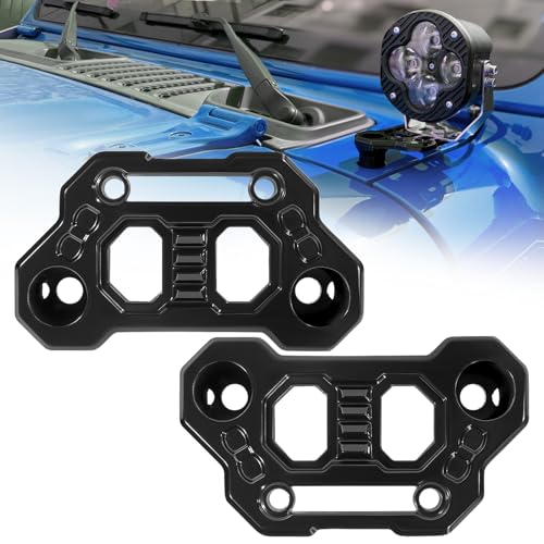 Image of Gladiator Light Mount Pod Bracket - Wrangler JL Light Bar Hood Mounting Brackets, A-Pillar LED Fog Light Ditch Mount Compatible with 2018-2025 Jeep Wrangler JL JLU 4xe Gladiator JT Accessories - Black