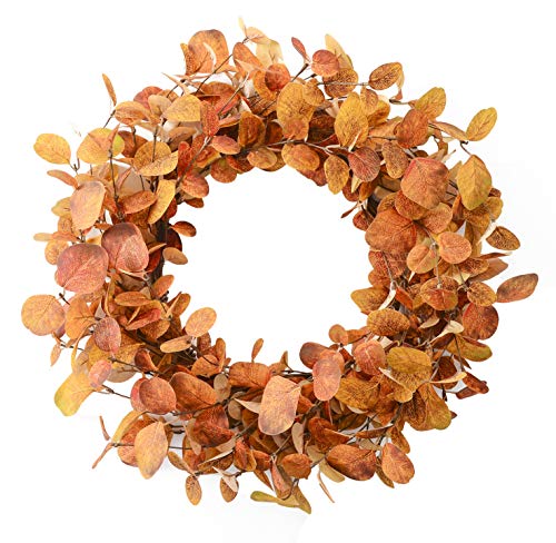 YNYLCHMX 20" Fall Wreath for Front Door, Golden Eucalyptus Leaves