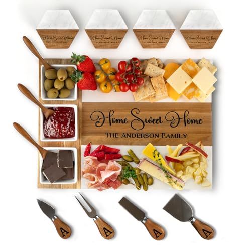 Tabla rectangular de mármol y madera personalizada miniatura 1