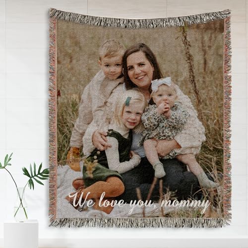 Fastpeace Personalized Personalized Woven Photo Blanket - Not Printed - Custom Gift Picture Tapestry Throw 100% Cotton Made in The USA (Custom Photo)