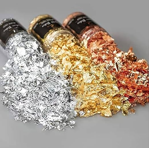 Mahir Gold Flakes Silver Flakes and Rose Gold Flakes 3 Pieces, for Decoration,Party Celebrations,Crafts,Nails Arts,Resin,Mould diys etc-image-25