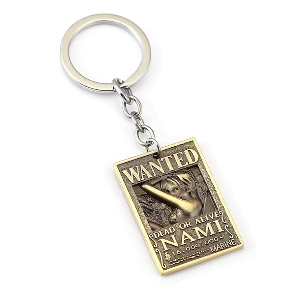 KOGNGU Hot Japan Anime One Piece Keychain Rings Earrings Necklace Girls Gift (Nami)