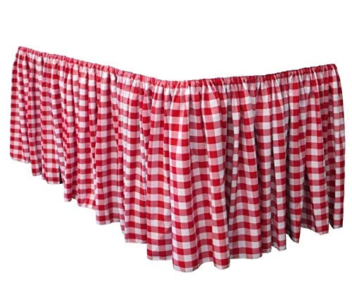 Oojami Red & White Checkered Table Skirt - Picnic Table Skirts- Gingham (4)