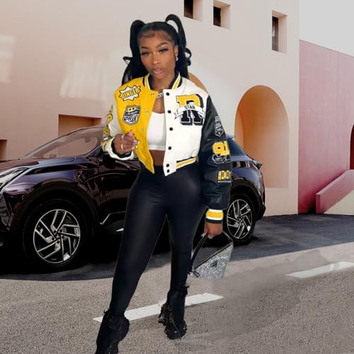 VOIKERDR Button Down Shirts for Women Outerwear Windbreaker Varsity Jacket for Women Fall Lightweight Jacket 20242