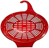 Hanging Red Colander - 3 Quart, Oval Plastic Strainer for Kitchen Sink - Sold by Arron Kelly