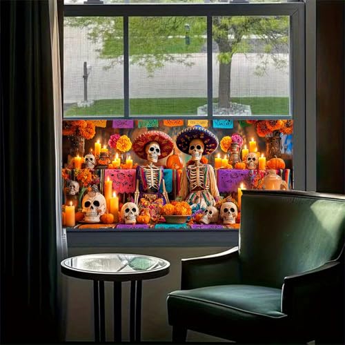 Vinilo Decorativo HOMETITUTE Día de Muertos 39.3 x 17.7 pulgadas miniatura 2