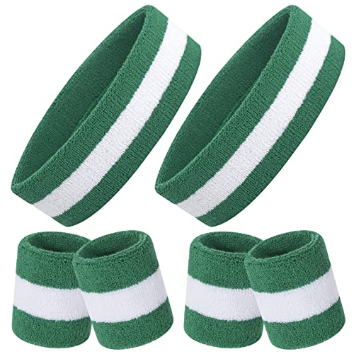 Onupgo 6 Pieces Sweatbands Set - Including 2Pcs Sports Headband And 4Pcs Wristband Sports Band For Gym Workout & Yoga, Football Baseball Basketball Soccer Boxing & Tennis #TOP12