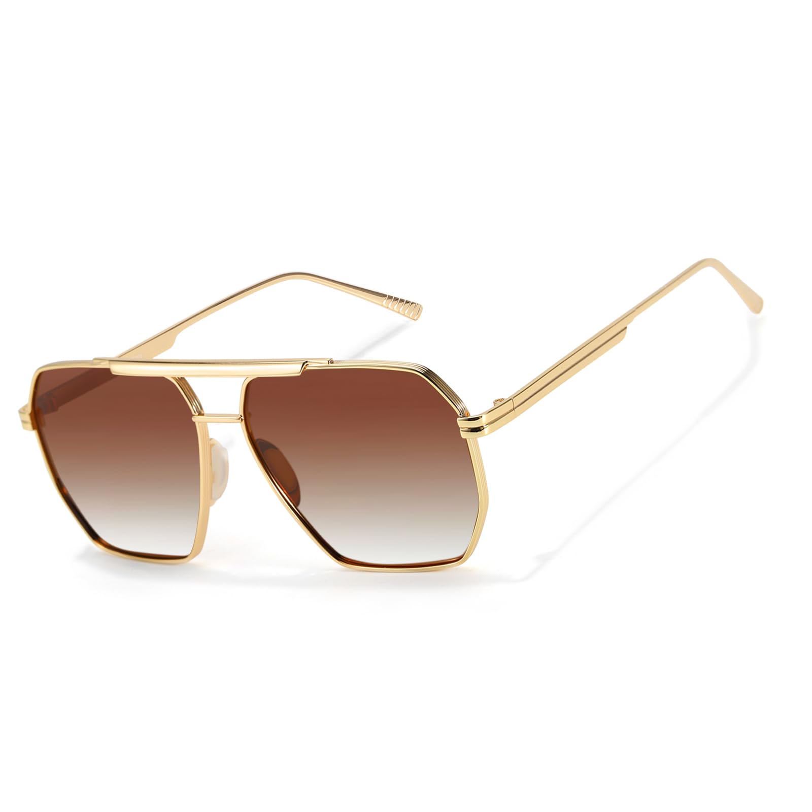 TJUTR Oversized Tangle Free Aviator Sunglasses for Women Men Polarized UV400 Shades Square Metal Frame with Double Bridge