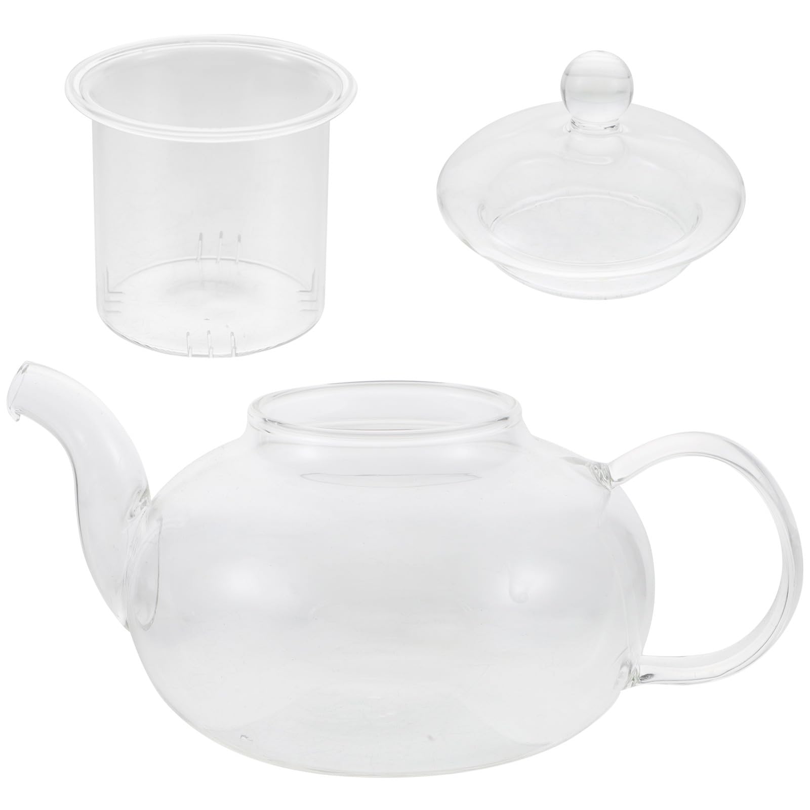 Glas Teekanne 800 ml aus Hitzebeständigem Borosilikatglas mit Verbrühschutzgriff Transparente Kleine Teekanne für Haushalt Teehaus und Restaurant