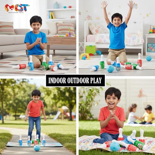 Image of Mini Bowling Game Set for Kids|Indoor Tabletop Bowling Toy for Boys & Girls|Lightweight Plastic Pins & Ball|Portable Family Fun Game|Skill-Building Playset | Ideal Gift | Made in India