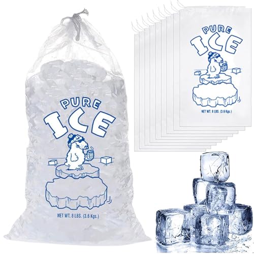 15PCS Ice Bags with Drawstring Reusable Ice Cube Bags Ice Bags for Ice Cubes Ice Cube Bags for Freezer 10 Pack 8 Pound + 5 Pack 10 Pound Ice Bags for Home Bar and Event Use