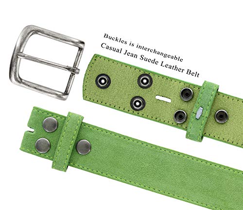 Image of Men's Belt Rounded Edge Heel Bar Buckle Casual Jean Suede Leather Belt 1 1 /2 inch Wide