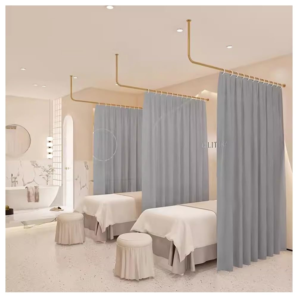 Rideau de séparation intimité blanc 200cm avec tringle en L pour salon