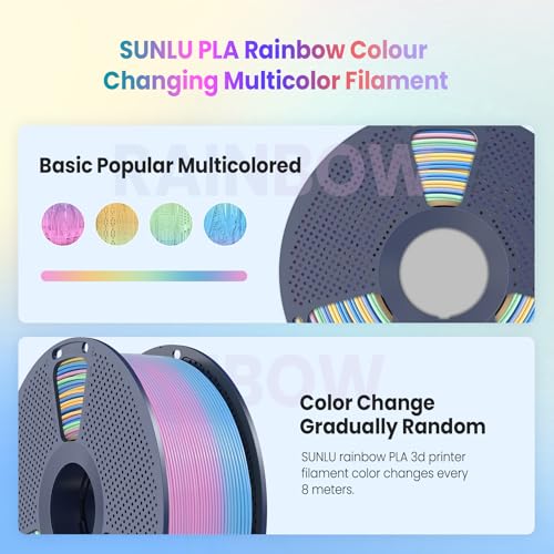 Image of SUNLU Rainbow PLA Filament 1.75mm, Multicolor Gradient 3D Printer Filament, Neatly Wound 3D Printing Filament, Dimensional Accuracy + /-0.02mm, 1KG Spool(2.2 lbs), Rainbow PLA 04