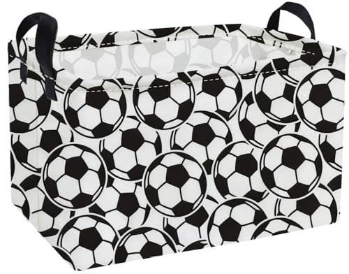 Image of Essme Rectangular Soccer Baskets,Kids Storage Box, Easter Basket for Girls with Handles for Room Decor, Book Bins,Shelf Basket.( Soccer basket)