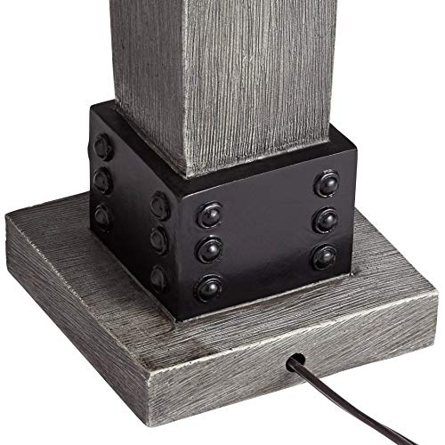 John Timberland Jacob Industrial Rustic Table Lamps 26" Tall Set Of 2 With Dimmers Gray Faux Wood Led Tapered Rectangular Shade For Bedroom Living Room House Home Bedside Nightstand Office #TOP4