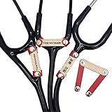 刻印付き 聴診器用ネームタグ 本革 つけ方いろいろ 日本製 (レッド)