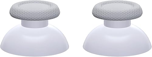 Miniatura 5 de eXtremeRate Palancas de repuesto color blanco sólido y New Hope Gray para controlador PS5, joystick analógico de doble color personalizado