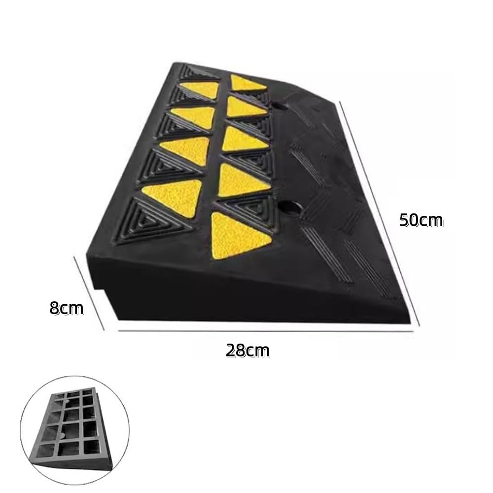 Rampe De Seuil Hauteur 8/11/16cm Rampes De Trottoir en Caoutchouc, Rampe Accès Fauteuil Roulant Antidérapante pour Voiture, Scooter, Vélo(50 * 28 * 8cm/20 * 8 * 3in)