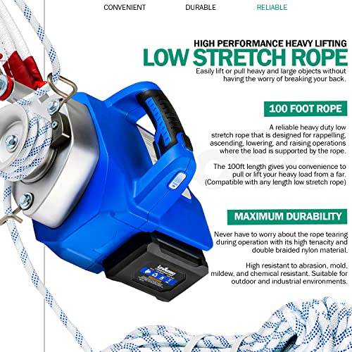 Landworks Electric Towing Capstan Winch Hoist Portable Cordless Brushless Motor Li-Ion Battery Powered 1000-2000 1/2-1 Ton Max Pulling Force For Forestry Hunting Off Road (Low Stretch Rope Included) #TOP4