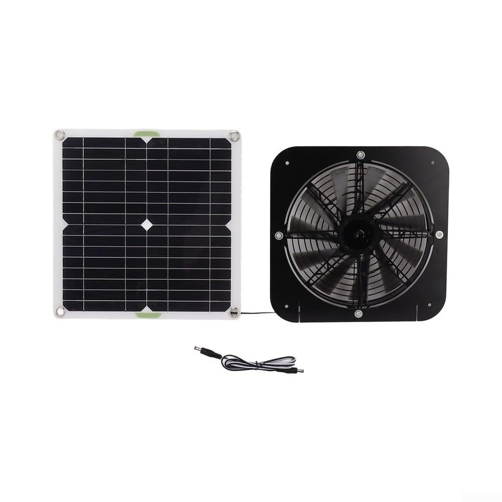 Ventola a pannello solare monocristallino, copertura 200 m² | Pannello da 100 W, 3000 giri/min, ventilazione ideale, pollaio, durevole