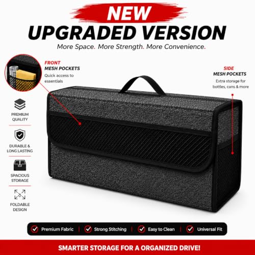 Image of JVCV Felt 2 PACK - Car Trunk Boot Organizer, Car Storage and Organizer Anti Slip Car Accessories Organizer for Car, Suv, Sedan, Truck, Minivan Anti Slip Bottom (Large), Automobiles, Grey